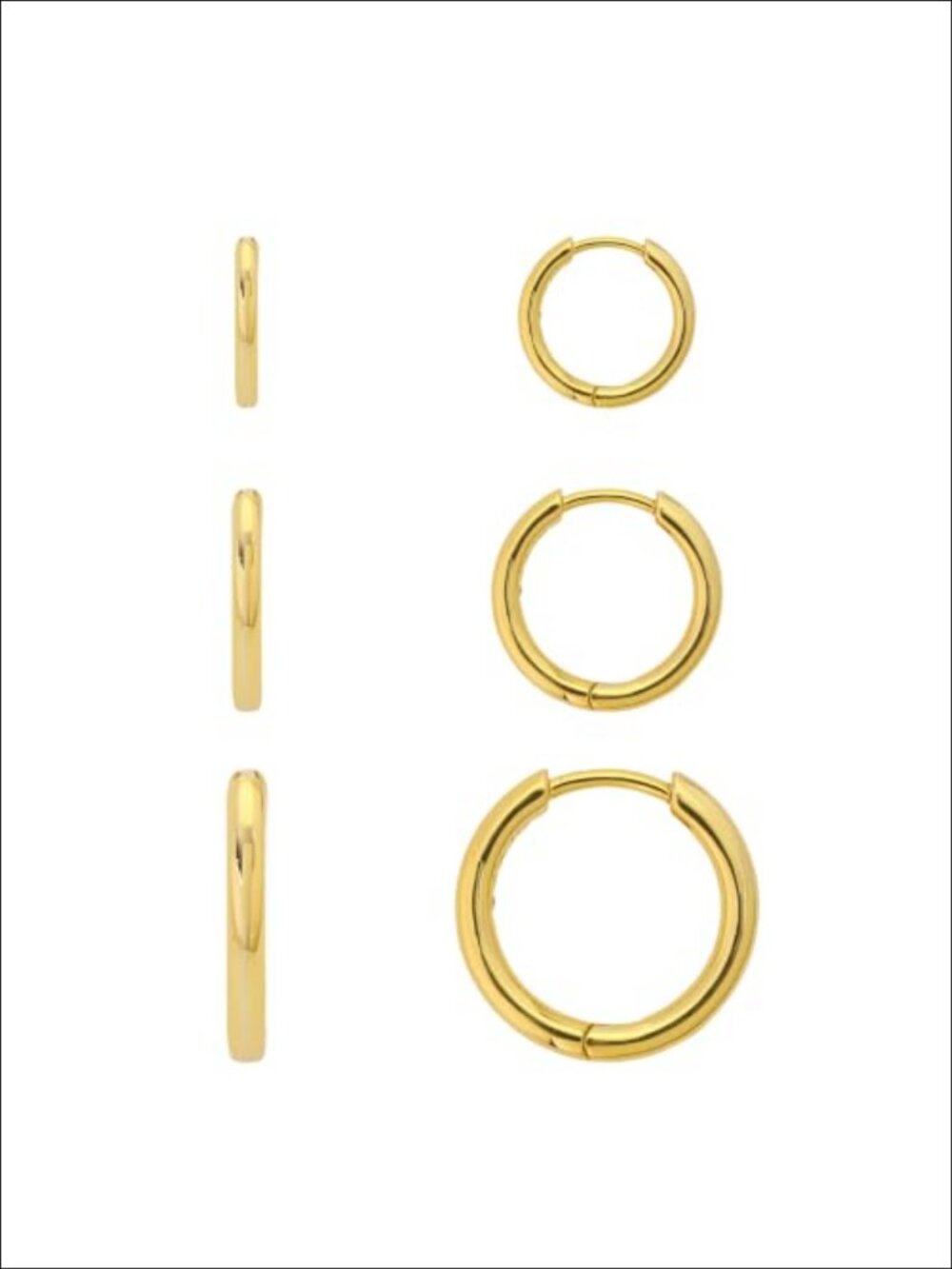 14k Gold-Plated Endless Hoop Earring Set 14mm 16mm 21mm